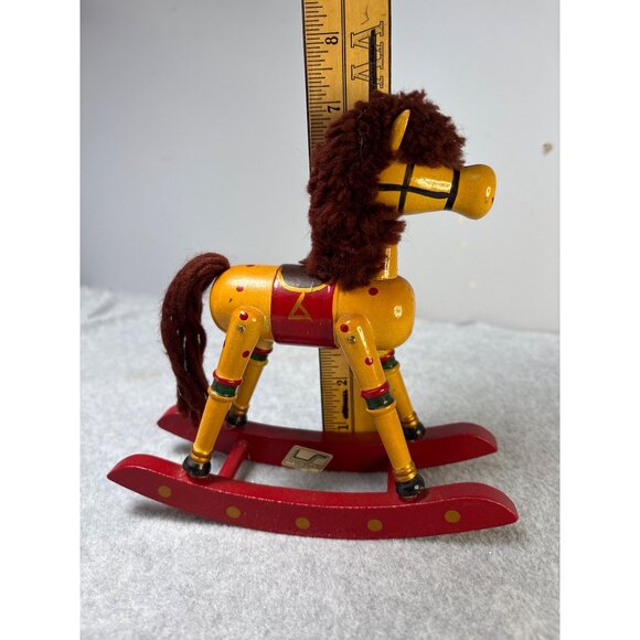 Vintage Wooden Rocking Horse Figurine by Lucie Sable Imports Ltd Taiwan 1980s - Picture 6 of 9
